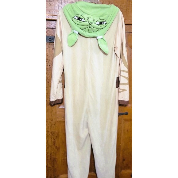 Yoda Costume One Piece Zip-up Outfit w Hood Sz Small Adult Halloween or Pajamas - Picture 9 of 16